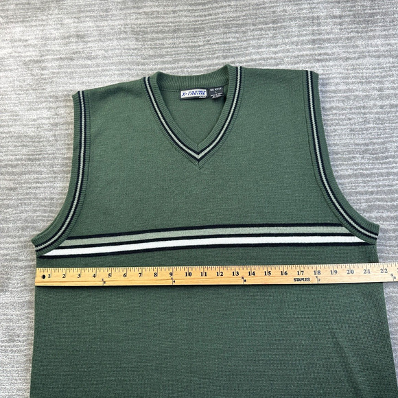 VINTAGE Xtreme Gear Sweater Vest Mens Large Green Cricket Tennis Golf Y2K - Picture 6 of 7